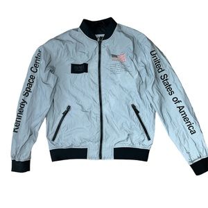 NASA Pull & Bear Silver Bomber Jacket Kennedy Space Centre Mens M